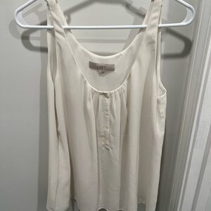 LOFT White Pleated Relaxed Tank Top